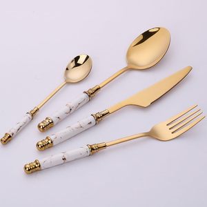 Juego de Cubiertos de acero inoxidable con acabado de espejo dorado popular de 5, juego de cubiertos de acero inoxidable de diseño personalizado para uso en restaurante - Product Image 4