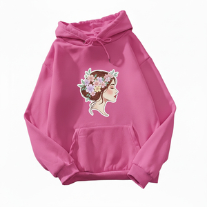 Personalizado de alta calidad francés Terry mujer dulce manga larga Streetwear Sudadera con capucha bordada insignia frente Otoño/Invierno hombro caído - Product Image 2