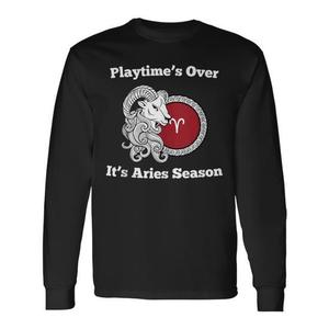 Camiseta de Manga Larga con Estampado de la Temporada de Aries, Producto Promocional de Playtime's Over - Product Image 1