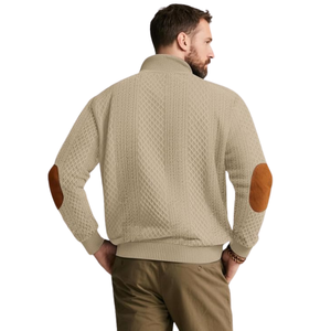 Pull-over décontracté pour homme doublé en beige avec tricot côtelé - Écologique pour l'hiver - Fabriqué en mélange de coton doux - Product Image 3