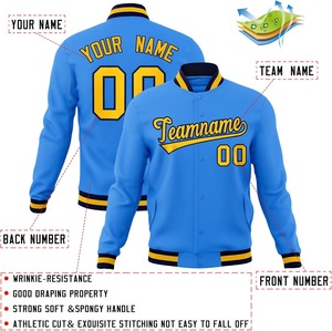 Veste universitaire OEM ODM avec patchs de broderie de lettres en chenille de haute qualité College Baseball Teamwear Letterman Jacket Supply - Product Image 4