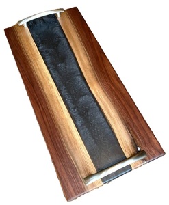 Plateau de service en bois et en résine de qualité supérieure Design chaud pour le service alimentaire de l'hôtel et du restaurant Vaisselle de qualité supérieure pour la fête ou le service alimentaire - Product Image 1