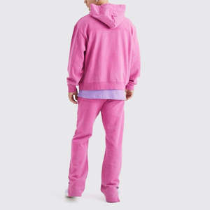 OEM Vêtements d'hiver Pantalons de survêtement surdimensionnés pour hommes Haute qualité Couleur rose unie Tissu éponge français Pantalon lourd GSM Street Style pour hommes - Product Image 2