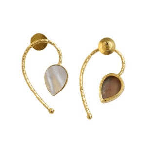 Wholesale Brass Drop <b>Earrings</b> Bulk Stud Authentic Gemstone Jewelry Matte Brass Texture Boho Chic Design Bulk Export Quality - Product Image 6