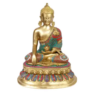 בודהיזם הבודהיסטווה שאקיאמוני ישן טיבטי פליז Sating בודהה פסל רפואה ברכת בודהיזם אמנות אתני אלוהים בודהה פסל