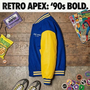 Veste de baseball rétro personnalisée des années 90 ONEAPEX à capuche pour homme, bleu et jaune, avec manches en cuir et laine, OEM ODM - Product Image 3