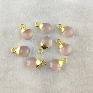Calcedonia Piedra preciosa Encanto Colgante Tumble Rosa Con Chapado En Oro Suave Cristiano Religioso Tipo Electrochapado Colgante - Product Image 2
