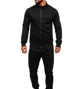 Ensemble surdimensionné de survêtements en coton avec double fermeture éclair et logo personnalisé de haute qualité pour hommes, en polaire lourde avec fermeture éclair, grande taille - Product Image 1