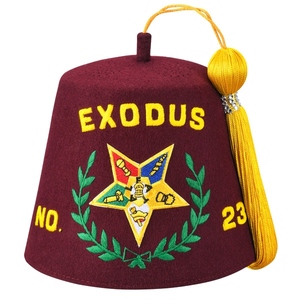 Thứ tự của Amaranth <span class=keywords><strong>fez</strong></span> <span class=keywords><strong>hat</strong></span> với oes sao vàng tua & tay thêu Lodge số - Product Image 1