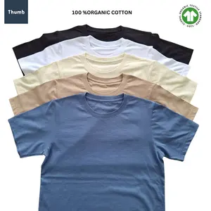 Sürdürülebilir T shirt % 100% organik pamuk penye yüzük toptan ve özel Logo tasarım baskı için yüksek kalite bükülmüş