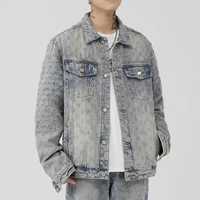 Nouvelle veste en jean pour homme 2026, grande taille, col rabattu uni, style vintage, couleurs personnalisables, logo sur le devant