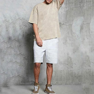 Camiseta holgada de lavado ácido con manga corta, camiseta de punto de algodón 100% para hombres y mujeres, camisetas Vintage de gran tamaño - Product Image 4