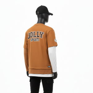 Camiseta 100% algodón para hombre, corte holgado, estampada, de doble capa, manga larga, estilo nuevo, camiseta de doble manga personalizada. - Product Image 5