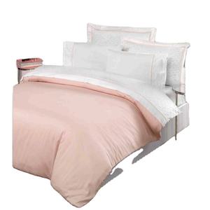 Parure de lit de luxe 6 pièces en satin de coton, taille XL, avec housse de couette et drap-housse à motif uni et surpiqûres, pour usage domestique - Product Image 1