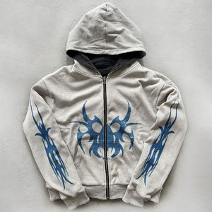 เสื้อฮู้ดดี้ผ้าคอตตอนหนานุ่มสไตล์วินเทจแบบสตรีทแวร์ รุ่นใหม่ ผลิตตามสั่ง (OEM) พิมพ์ลายสกรีนแบบกำหนดเอง ผ้าถักลายวาฟเฟิล สำหรับผู้ชาย แบบสองด้าน - Product Image 2