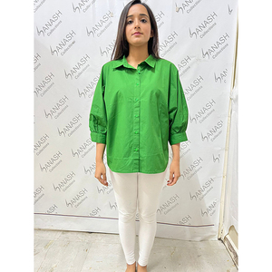 Venta al por mayor de ropa de mujer de alta calidad 100% algodón de manga larga de color sólido camisa de las señoras del fabricante indio al mejor precio - Product Image 4