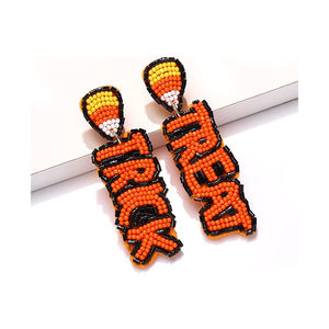 Top vente Halloween perlé chauve-souris citrouille goutte boucles d'oreilles pour les femmes Unique perle bijoux pour fille Cosplay - Product Image 3