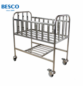 BESCO BES-HB064マニュアル小児用ベッド幼児用トロリー担架ステンレス鋼幼児用ベビーベッド用金属製病院用ベッド - Product Image 1
