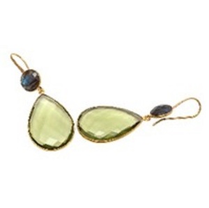 Boucles d'oreilles en Quartz d'améthyste verte et en Labradorite, en argent Sterling 925, forme de poire et ovale, nouvel arrivage - Product Image 1