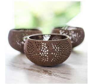 100% artisanat naturel coquille de noix de coco bol de bougie support de pilier en bois pour la décoration de la maison Options de diversité personnalisées pour Pâques - Product Image 6