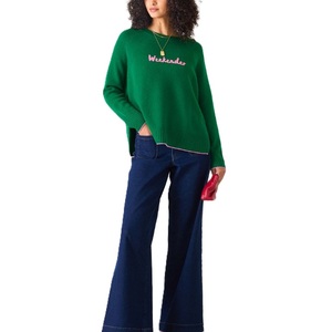 Pull en coton décontracté pour femme avec motif personnalisé OEM, lettres brodées, vêtements en tricot d'hiver - Product Image 6