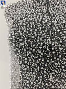 YX1174 1000gsm Heavy Weight Pearls 3D <strong>Lace</strong> <strong>Fabric</strong> for Wedding Dresses White 3D Sequined Pearls Net Bride <strong>Lace</strong> <strong>Fabric</strong> 5 Yards - Product Image 6