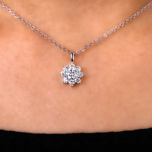 จี้เพชรคลัสเตอร์แบบ1.3ct ที่แล็บแบบกำหนดเองเทียบกับความชัดเจนเครื่องประดับทอง14K สุดหรูของผู้หญิงสำหรับวันครบรอบ - Product Image 6