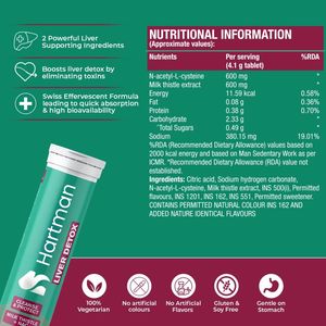 Comprimés effervescents détoxifiant pour le foie sans sucre, saveur de fruits rouges mélangés, NAC, chardon-marie, 1 tube pour adultes, adolescents, femmes enceintes - Product Image 4