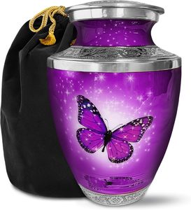 High Quality <b>Large</b> Adult Purple Butterfly Shaped Brass Cremation <b>Urn</b> American Style Funeral <b>Urn</b> with Testi Wholesale Supplies - Product Image 1