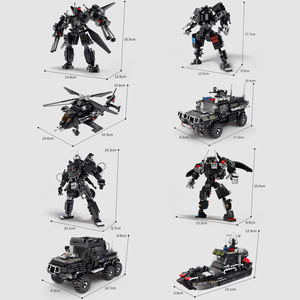 Robot de ville transformant en plastique, ensemble de <span class=keywords><strong>police</strong></span> <span class=keywords><strong>Swat</strong></span>, voiture, hélicoptère, bateau, camion, kit de briques de construction, jouet éducatif pour enfants, vente en gros - Product Image 3