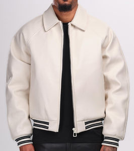 Chaquetas Bomber de Cuero Genuino para Hombre de Alta Calidad al por Mayor, Tela de Lona, Invierno, con Capucha, Logotipo en Relieve, Bordado, Estilo Urbano - Product Image 4