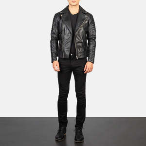 Reversible <b>Sheepskin</b> Cowhide Biker <b>Jacket</b> Genuine Leather Autumn XS Coated ODM - Product Image 3