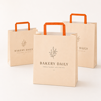 Bolsa de Papel con Asa Plana, Venta al por Mayor de Fábrica, Bolsa Ecológica de Kraft para Llevar, Logotipo Personalizado para Restaurante, Cafetería, Suministro de Empaque para Entrega de Alimentos