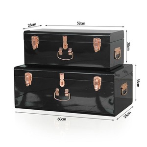 Ensemble de coffres de rangement en acier avec revêtement en poudre noire et serrure - Product Image 4