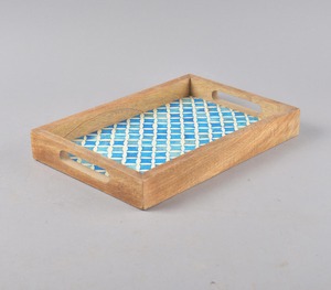 Handicrafts Rectangular Shape Bone Inlay Tray Home Decorative Tray for Coffee Table Unique Pattern Try Bone <b>Craft</b> - Product Image 1