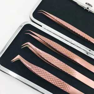 แหนบปลายแหลมขนตาปลอมกันแม่เหล็กทำจากสเตนเลสด้ามเพชรสีโรสโกลด์โลโก้ตามสั่ง - Product Image 4