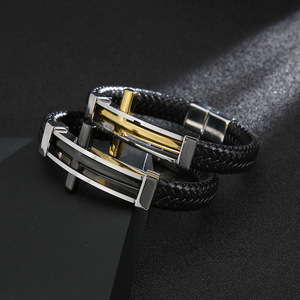 Bracelet en cuir de vachette rétro en acier inoxydable 316L, créatif et tendance, avec breloques mode - Product Image 5