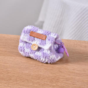 Crochet Checkerboard Plaid Rectangular Coin <b>Purse</b> Earphone Cover Dopamine-inspired Universal Storage Bag Gift - Product Image 5