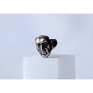 Bague Chevalière Unisexe Faite à la Main en Argent Sterling 925, Motif Dante Alighieri, Bijou Artisanal Chrétien Renaissance, pour Mariage et Fête, Noir - Product Image 1