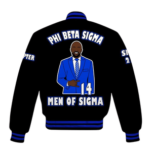 Phi Beta Sigma แจ็คเก็ต1914คลาสสิกเลตเทอร์แมนแจ็คเก็ตสีฟ้าสีขาวกรีกชีวิตพี่น้องแพทช์ chenille แจ็คเก็ตวิทยาลัย - Product Image 3