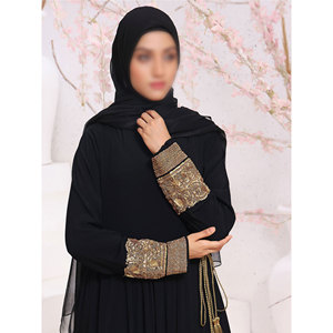 Abaya Informal de Marca para Mujer, Estilo Casual, Patrón Sólido, Bordado, Decoración con Botones, Tela de Alta Calidad con Memoria, 100% - Product Image 3