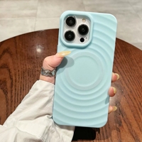 Luxe Magnétique TPU Silicone ultra Mince Antichoc Téléphone étui 3D Vague Motif Mobile Couverture pour iphone 16 Promax 16 Plus 15 14 13