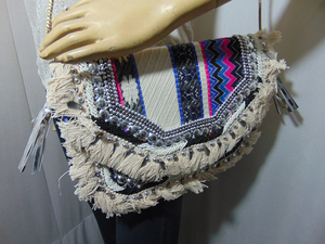 Ethnic Boho Vintage Women's Cotton Messenger Clutch Bag Stylish Handmade <b>Crossbody</b> <b>Purse</b> with Embroidery Zipper Closure Portable - Product Image 3