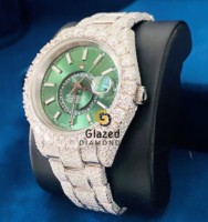Montre mécanique pour homme en acier inoxydable de haute qualité, personnalisée, 41 mm, style hip-hop glacé, diamant moissanite, verre antique de luxe