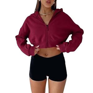 Women's Lightweight Zip Hooded Sweatshirts <b>Long</b> <b>Sleeve</b> Cropped Athletic <b>Tops</b> Summer Fitness Workout Breathable Washed Style-<b>Y2K</b> - Product Image 1