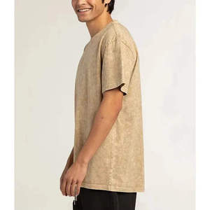 Camiseta de Algodón Grueso de 250 GSM para Hombre, Lavado Ácido, Corte Regular, Tejido de Punto, Estilo Urbano Vintage, Logotipo Bordado Frontal, Prenda Superior - Product Image 2