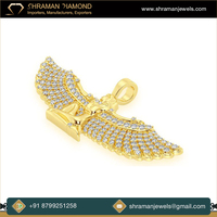 Pendentifs et breloques en diamant naturel de style vintage, argent 925 plaqué or, ailes d'ange gardien céleste personnalisées, bijoux religieux