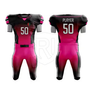 Conjuntos de manga corta transpirables de uniforme de fútbol americano hecho a medida de alta calidad superventas - Product Image 1