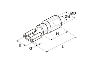 Scatola da 10 terminali femmina isolati rossi da 0,5 a 1,5 mm 6,35 mm. . (Electro DH 10.916/6.3/R/BOX) - Product Image 3