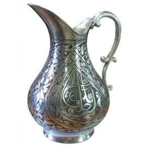 Pichet à eau en aluminium gravé artisanal, carafe décorative en métal pour la maison et l'hôtellerie, U pour les hôtels, décoration intérieure, articles de cuisine - Product Image 1